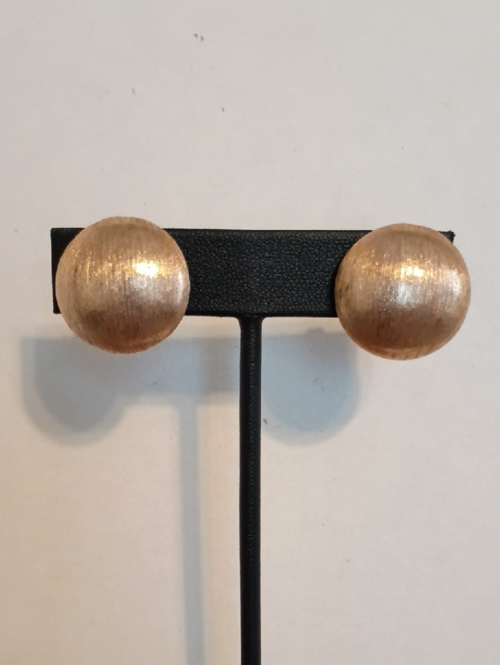 Trifari Vintage Gold Dome Clip On Earrings Brushed Button Earrings